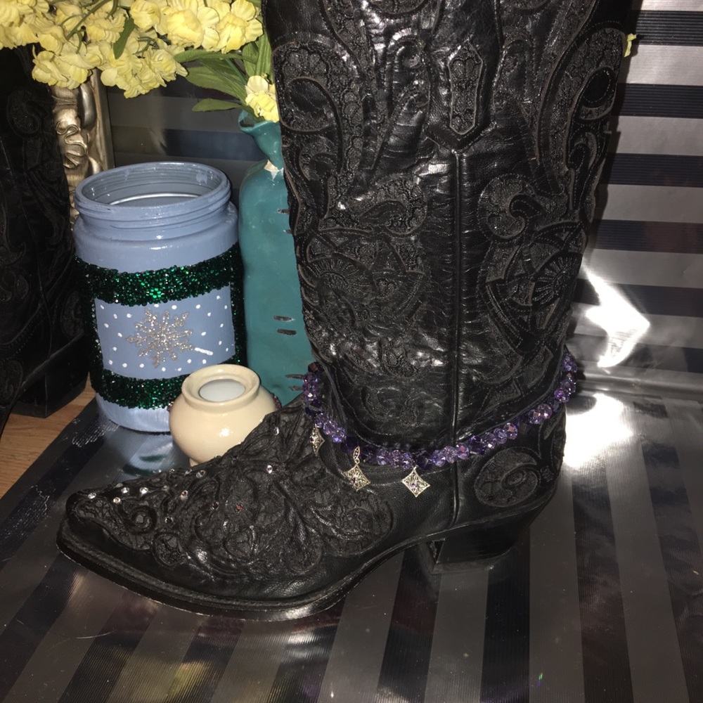 🆕Gorgeous purple gem charms boot bling Swarovski